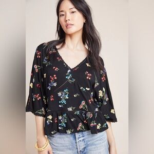 Anthropologie Parvati Floral Top Size M